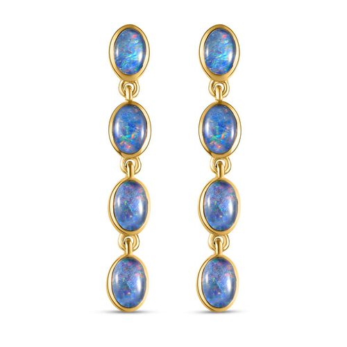 Boulder Opal Triplett Ohrringe, 925 Silber vergoldet, ca. 2.78 ct image number 0