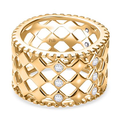 Wei&szlig;er Zirkonia Ring Messing (Gr&ouml;&szlig;e 16.00) ca. 0,54 ct