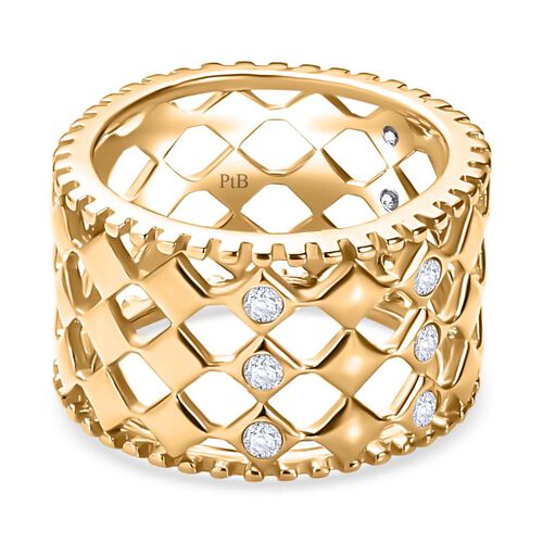 Weißer Zirkonia-Ring in Goldton image number 0