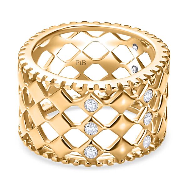 Weißer Zirkonia-Ring in Goldton image number 0