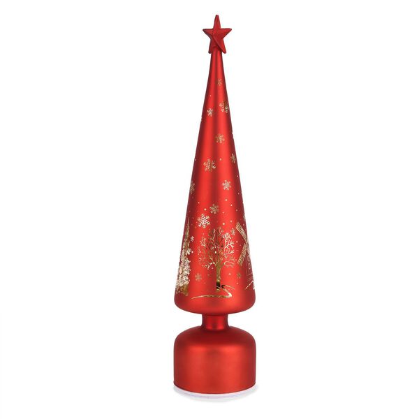 LED-Deko-Tannenbaum mit drehendem Licht, Glas, 9x41 cm, Rot image number 3
