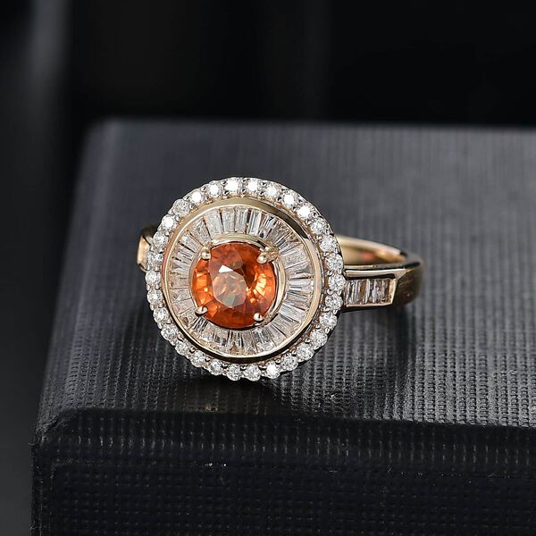 LUXORO zertifiziert und geprüft AAA Orange Saphir und Diamant Ring in 585 Gold - 1,96 ct. image number 2