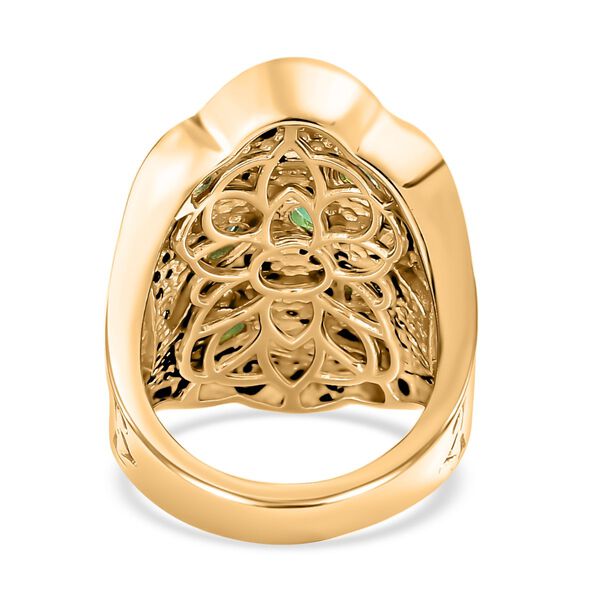 Kagem Sambischer Smaragd, Schwarzer Spinell Ring, 925 Silber vergoldet (Gr&ouml;&szlig;e 17.00) ca. 3.64 ct image number 6