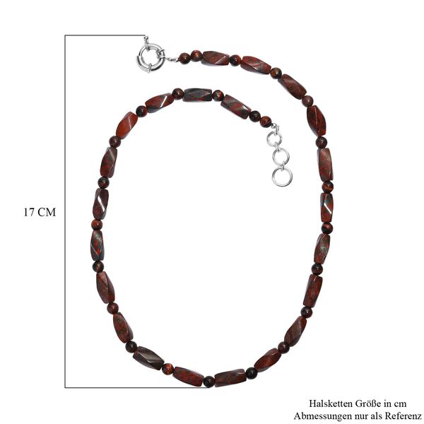 Poppy Jaspis, Rotes Tigerauge Halskette ca. 50 cm Nickelfreies Messing platiniert ca. 210.00 ct image number 5