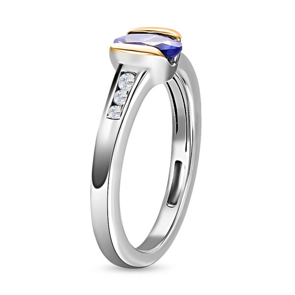 Tansanit und Zirkon Ring 925 Silber Bicolor  ca. 0,77 ct image number 5