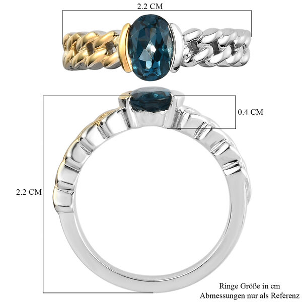 London Blau Topas Ring 925 Silber Bicolor  ca. 0,99 ct image number 7
