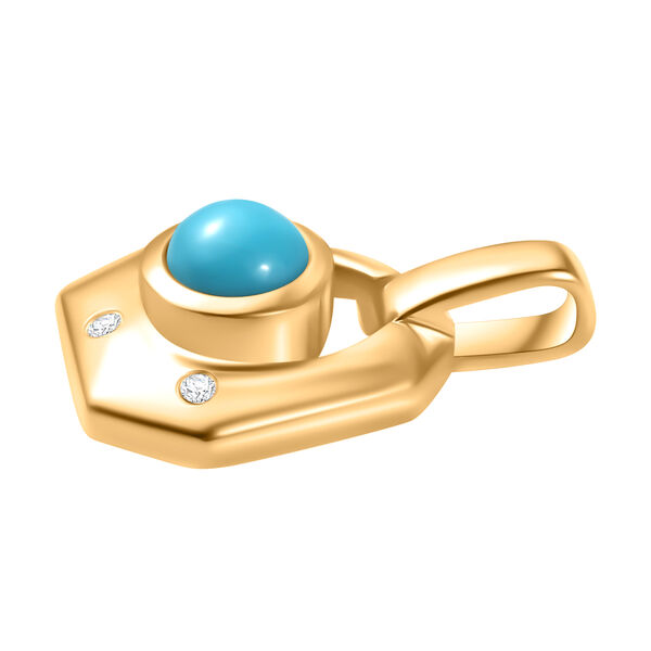 AA Amerikanischer Natürlicher Sleeping Beauty Türkis, Weißer Zirkon Art Deco Anhänger 925 Silber 750 Gelbgold Vermeil ca. 0.51 ct image number 3