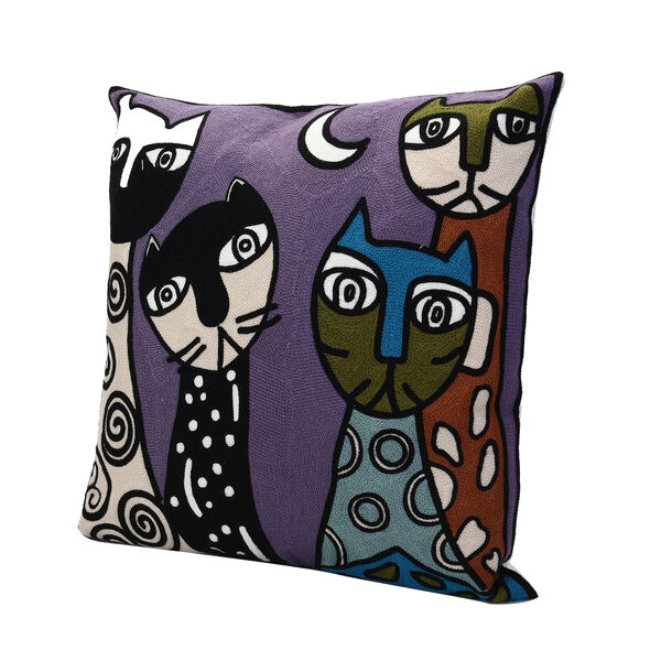 Kissenbezug mit Stickerei und Reißverschluss, Größe: 43x43cm, Lila image number 6