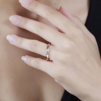 Diamant P Bandring, 925 Silber mit Ros&eacute;gold Vermeil