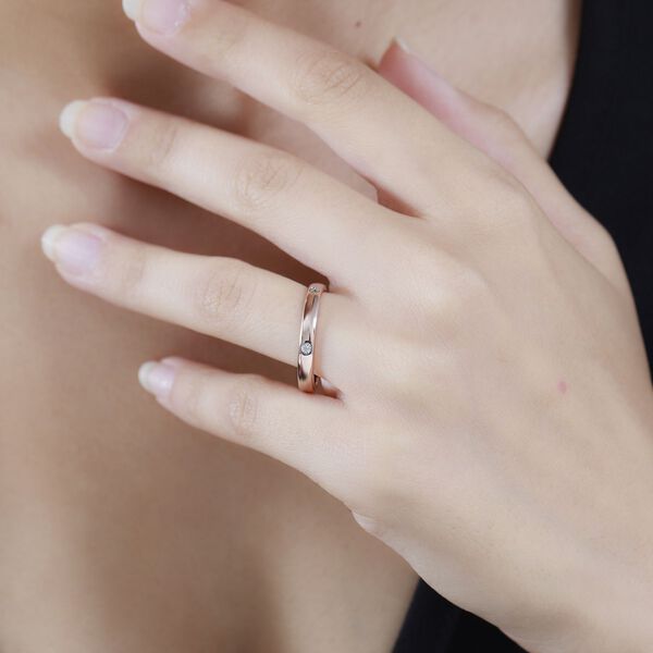 Diamant P Bandring, 925 Silber mit Roségold Vermeil image number 3