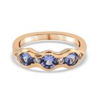 Tansanit und Zirkon 3 Stein Ring 925 Silber 585 Vergoldet image number 0