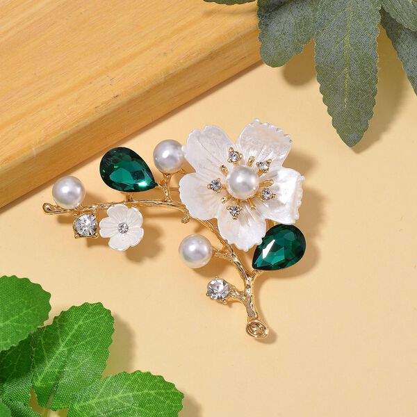 Neongr&uuml;ner Kristall, Harz Brosche Std Gelb image number 2