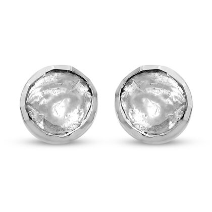 Handgearbeitete Polki Diamant-Ohrringe, 925 Silber platiniert ca. 0,25 ct