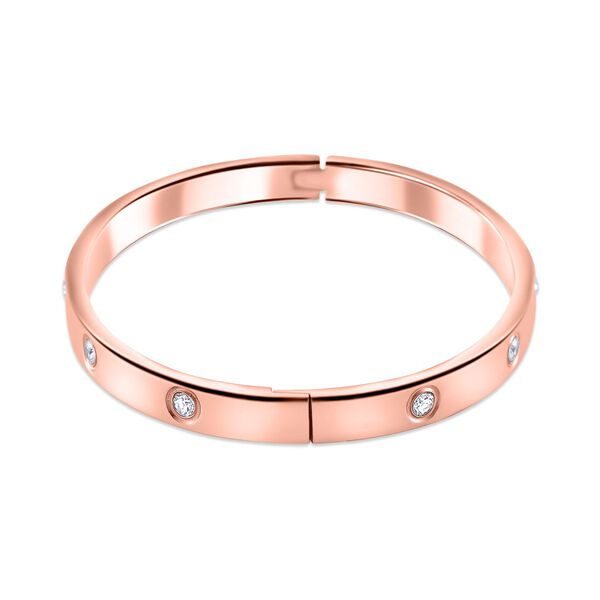 Wei&szlig;er Zirkonia Armreif ca. 18.5 cm Reiner Edelstahl, ros&eacute;vergoldet image number 4