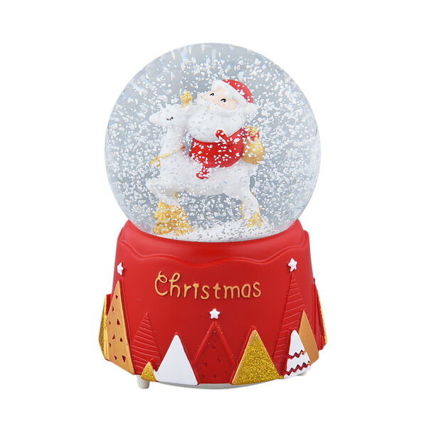 Schneekugel mit Musik und Licht, Weihnachtsmann und Rentier, Gr&ouml;&szlig;e: 15x10 cm image number 4