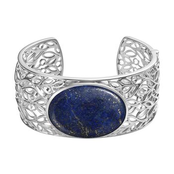 Lapislazuli Armreif ca. 19 cm, platiniert ca. 76.09 ct