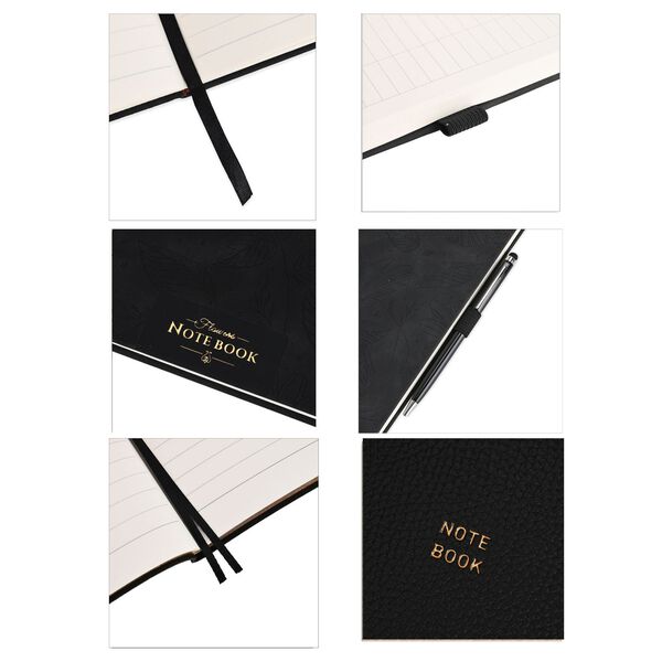 Premium-2er-Set; Notizbuch und Taschentagebuch mit geschnitztem, samtigem Hardcover und Kugelschreiber, schwarz image number 14