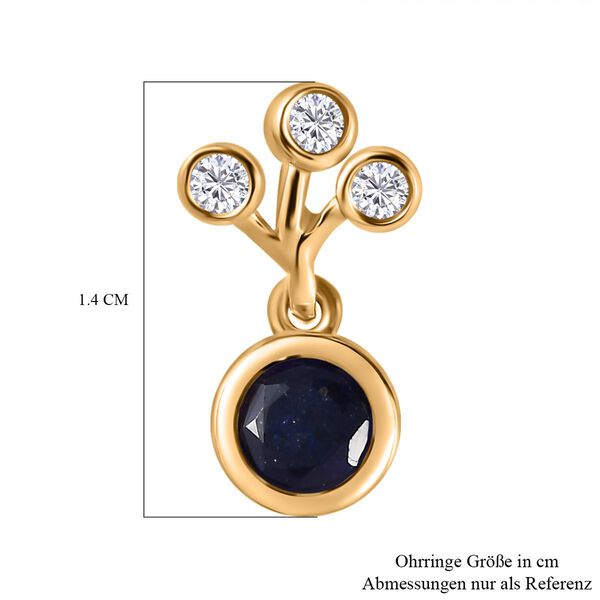 Masoala Saphir (Fissure gef&uuml;llt), wei&szlig;er Zirkon Ohrringe, 925 Silber Gelbgold Vermeil ca. 1.75 ct image number 6