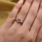 Hessonit Granat und Zirkon Solitär Ring 925 Silber Platin-Überzug image number 2