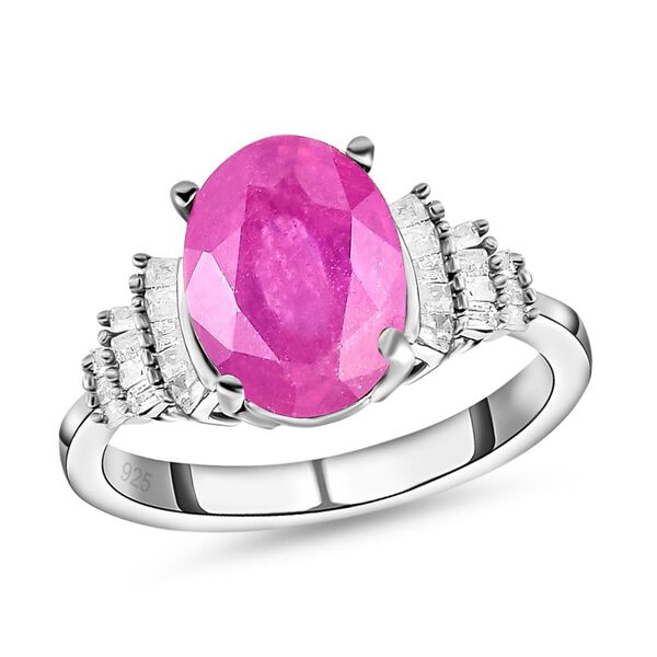 Ilakaka Rosa Saphir und wei&szlig;er Diamant-Ring, 925 Silber platiniert  ca. 4,01 ct image number 4