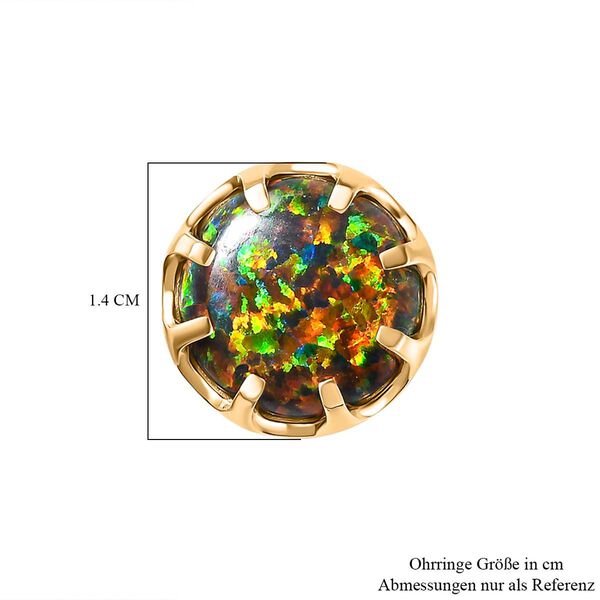 Labor erstellt schwarzen Opal Ohrringe 925 Silber Gelbgold Vermeil ca. 4.92 ct image number 6