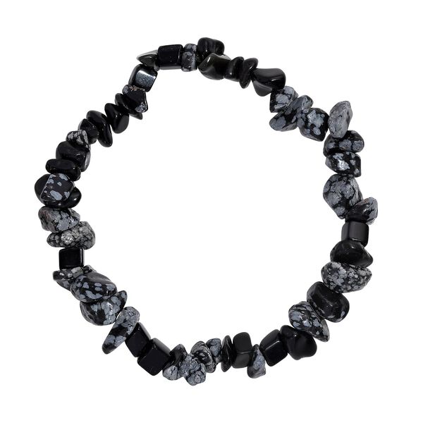 4er-Set - Flexible Prehnit, mehrfarbige Fluorit, Schneeflocken Glasachat und Lapislazuli-Armbänder - 325 ct. image number 6