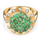 Gemfields Smaragd Ring, 925 Silber Gelbgold Vermeil (Größe 18.00) ca. 2.22 ct