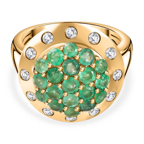 Gemfields Smaragd Ring, 925 Silber Gelbgold Vermeil (Größe 18.00) ca. 2.22 ct image number 0