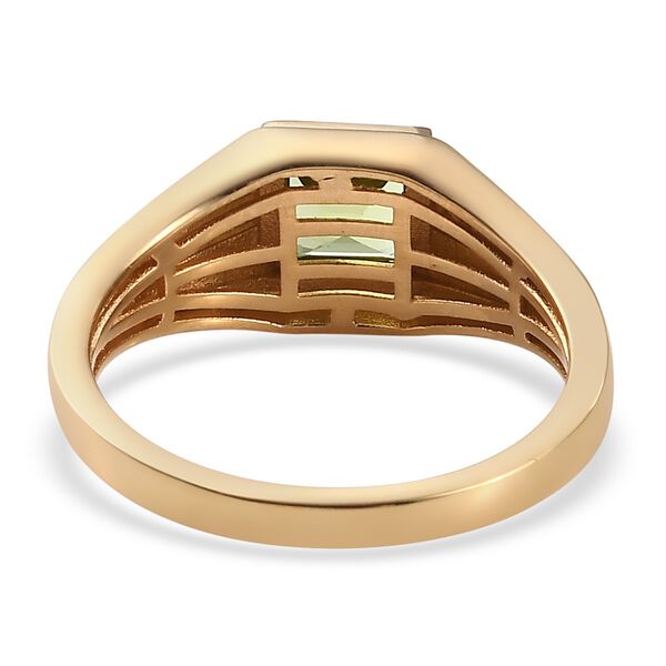 Peridot und Zirkon Herren Ring 925 Silber 585 Vergoldet image number 6