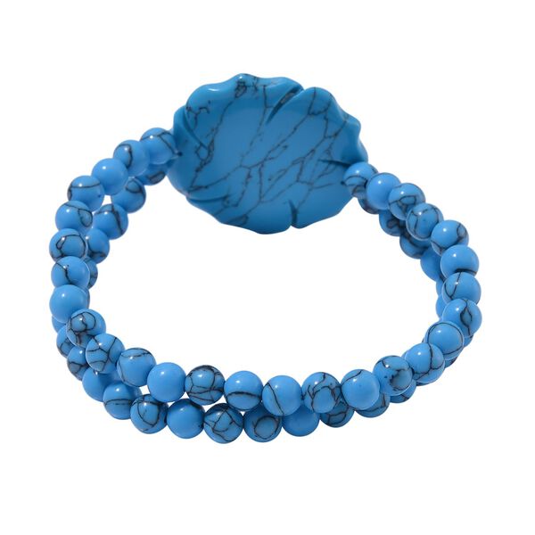 Blaues Howlit handgeschnitztes Blumen-Armband, 17-19cm - 150 ct. image number 3