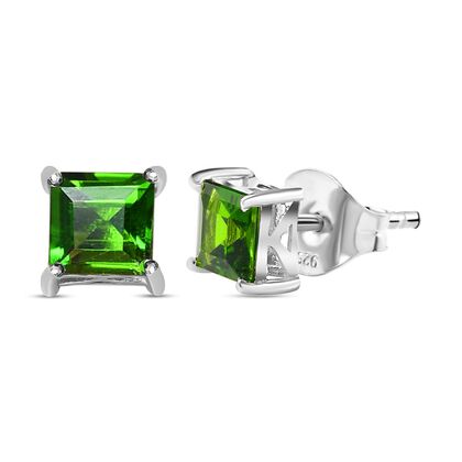 Natürliche Chromdiopsid-Ohrstecker, 925 Silber platiniert 1.1 (Größe 20.00) ca. 1,37 ct