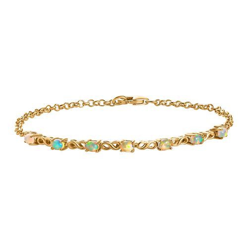 Natürliches, äthiopisches Welo Opal Armband, ca. 19 cm, 925 Silber vergoldet, ca. 0.81 ct image number 0
