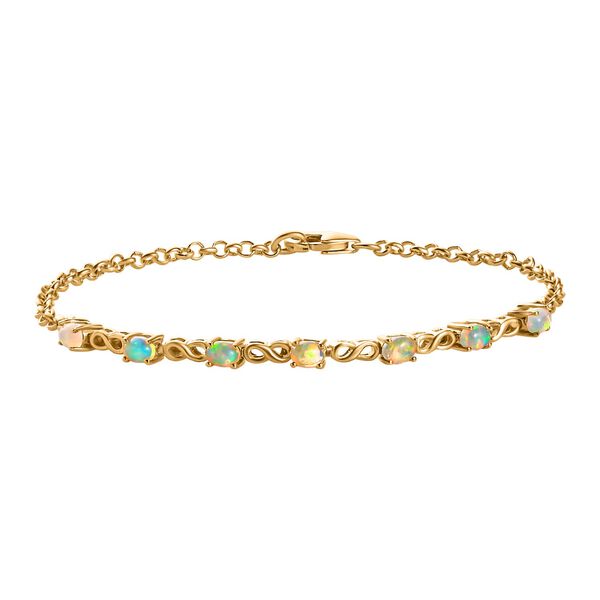 Nat&uuml;rliches, &auml;thiopisches Welo Opal Armband, ca. 19 cm, 925 Silber vergoldet, ca. 0.81 ct