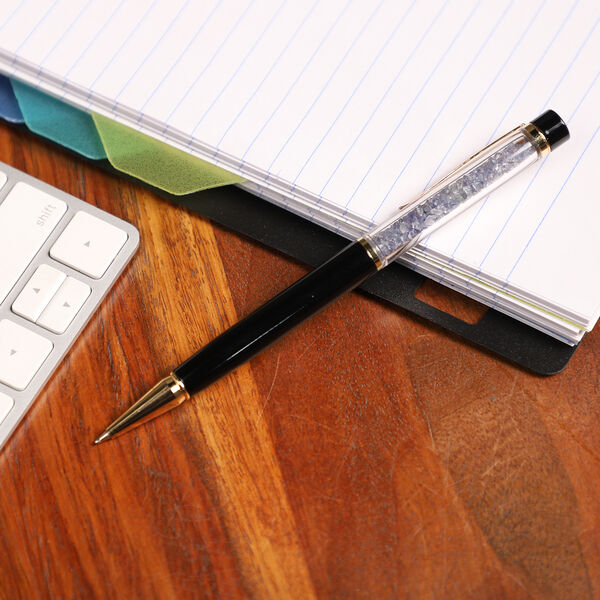 Premium Kollektion - Echter Tansanit-Kugelschreiber mit extra Mine image number 2