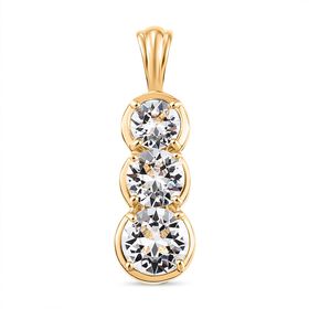 J Francis gefertigt mit SWAROVSKI- Weißer Kristall-Swarovski-Anhänger, 925 Silber vergoldet