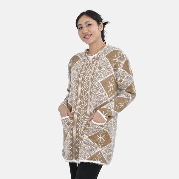 Unisize Cardigan, kamel wei&szlig; gestreift image number 3