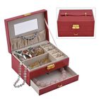 2-lagige Kunstleder-Schmuckschatulle mit Kroko-Pr&auml;gung und Schloss mit Schl&uuml;ssel, 21.3x17.3x11.5cm, Rot