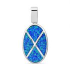 Simulierter Blauer Opal Anhänger 925 Silber rhodiniert