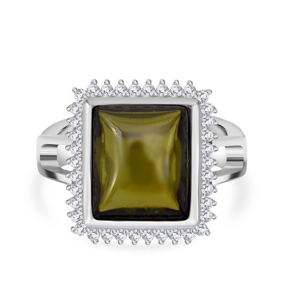 Lustro Stella Grüner Zirkonia, Weißer Zirkonia Ring 925 Silber rhodiniert (Größe 19.00) image number 0