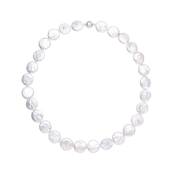 14-16 mm S&uuml;&szlig;wasserzucht M&uuml;nz-Perlen Halskette, 50 cm