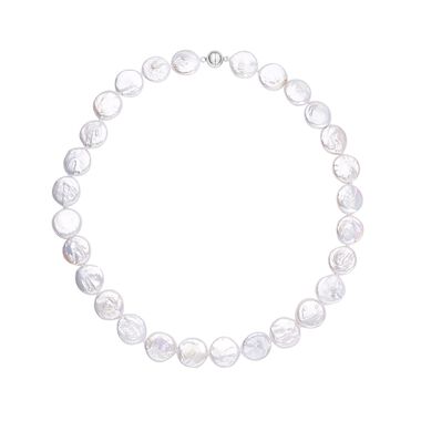 14-16 mm Süßwasserzucht Münz-Perlen Halskette, 50 cm
