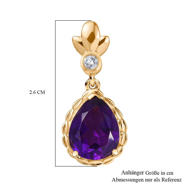 Afrikanischer Amethyst, Wei&szlig;er Zirkon Anh&auml;nger Messing ca. 3.18 ct image number 5