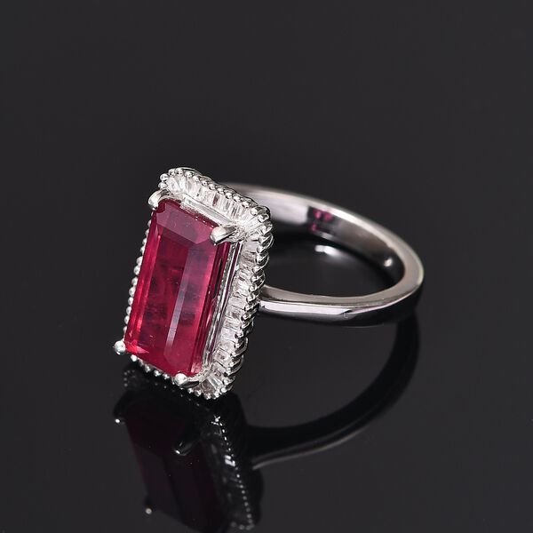 Afrikanischer Rubin und Diamant Halo Ring 925 Silber Platin-Überzug image number 2