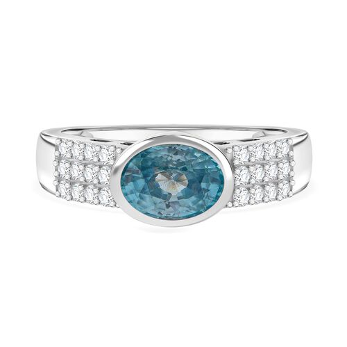 D'Joy AA Blauer Zirkon, Moissanit Ring 925 Silber rhodiniert (Größe 18.00) ca. 2,32 ct image number 0