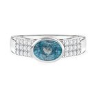 D'Joy AA Blauer Zirkon, Moissanit Ring 925 Silber rhodiniert (Größe 18.00) ca. 2,32 ct