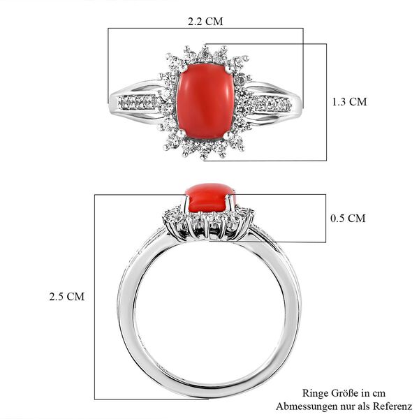 Oregon Pfirsich Opal und Zirkon-Halo-Ring, 925 Silber platiniert, 1,50 ct image number 7