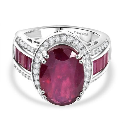 D'Joy AA Afrikanischer Rubin (Fissure gef&uuml;llt) Ring 925 Silber rhodiniert (Gr&ouml;&szlig;e 17.00) ca. 11,44 ct