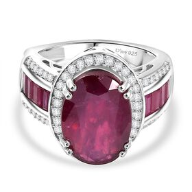 D'Joy AA Afrikanischer Rubin (Fissure gefüllt) Ring 925 Silber rhodiniert (Größe 17.00) ca. 11,44 ct D'Joy AA Afrikanischer Rubin (Fissure gefüllt) Ring 925 Silber rhodiniert (Größe 17.00) ca. 11,44 ct