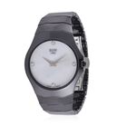 EON 1962 schweizer Uhrwerk - Moissanit-Uhr mit weißem Perlmutt Ziffernblatt, Keramik Armband, 42 mm