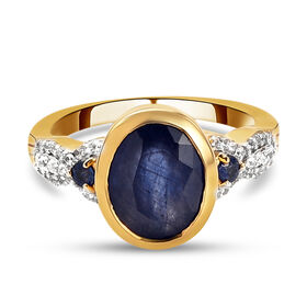 Masoala Saphir-Ring, 925 Silber vergoldet  ca. 4,41 ct